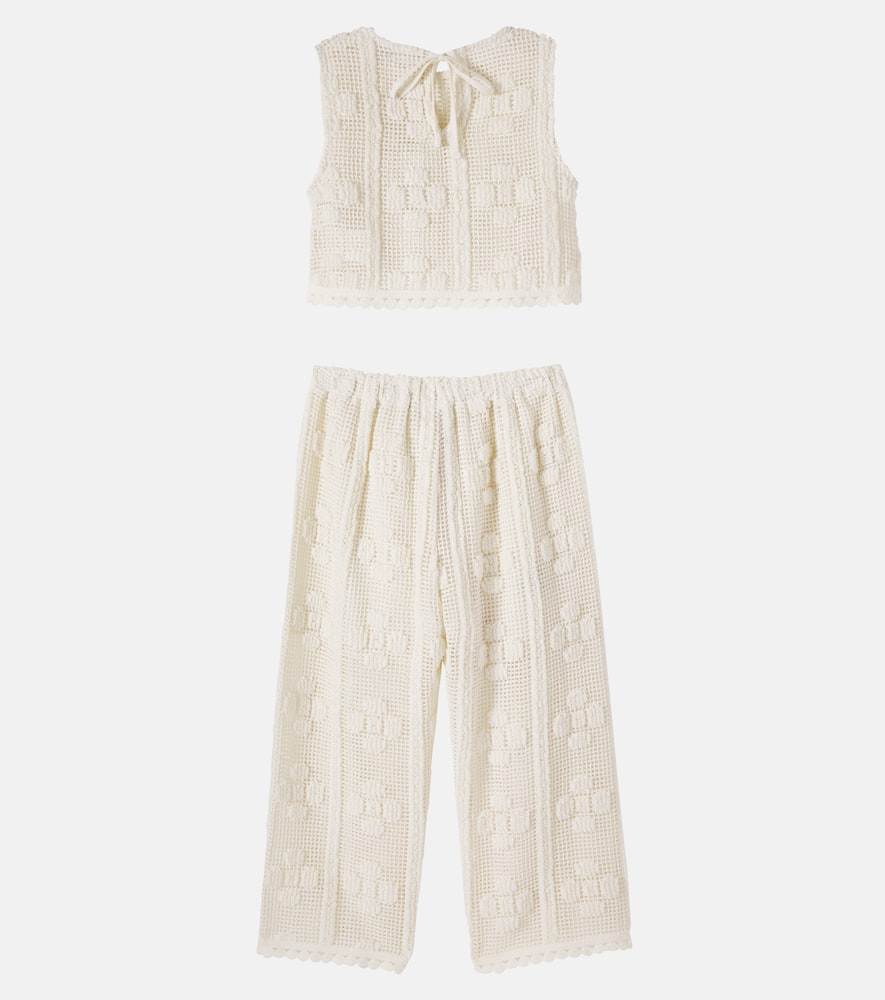 Inez crochet cotton-blend top and pants set