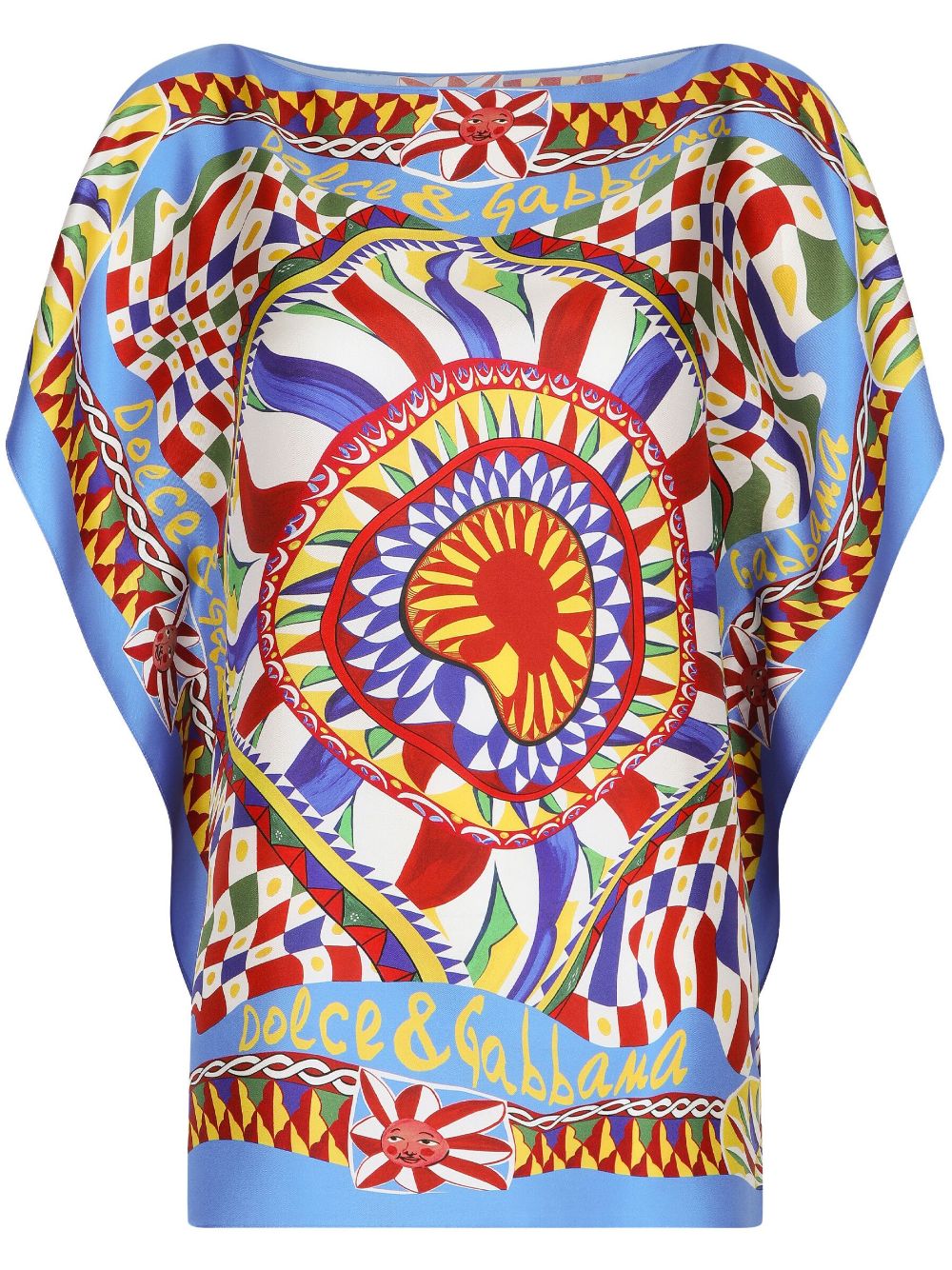 Abstract-print silk blouse - Blue