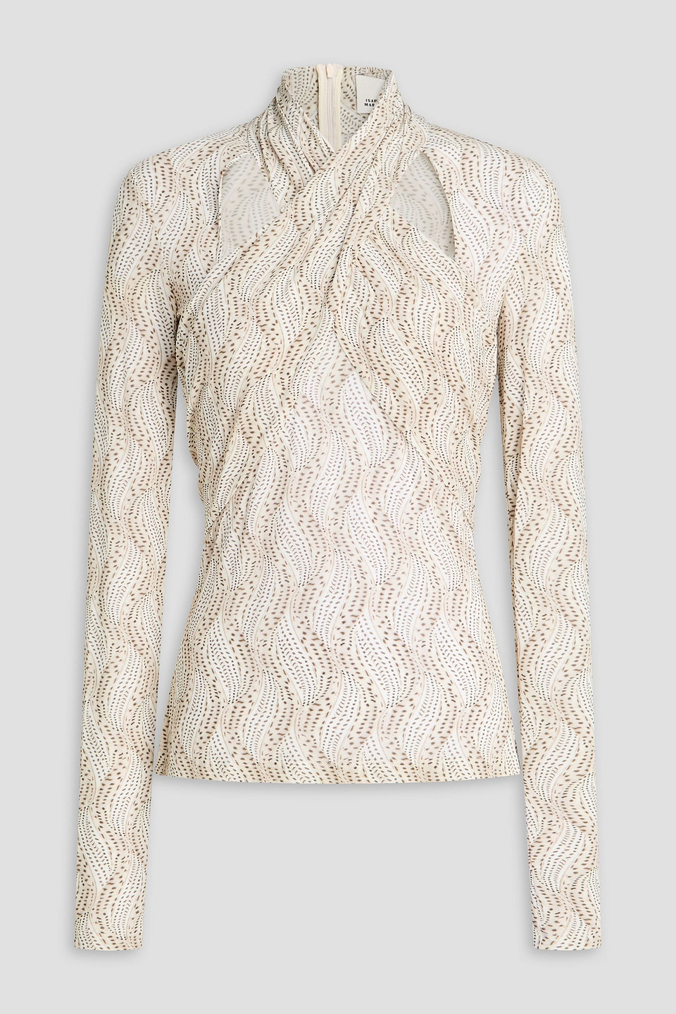 Powena cutout printed stretch-jersey top - White - FR 38
