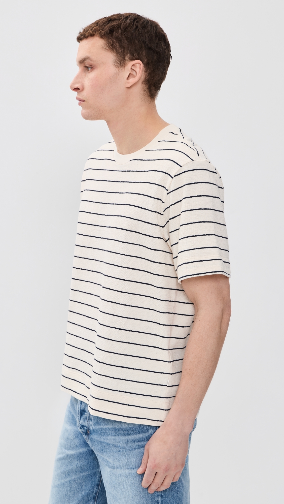 Pedro Textured Stripe Tee Navy Blue