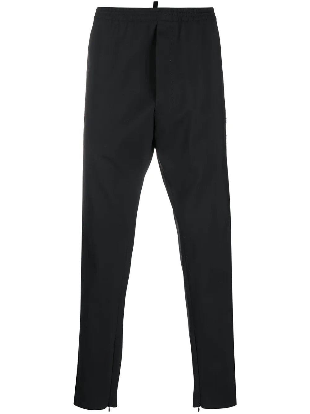 Logo-Banded Virgin Wool Trousers — Black