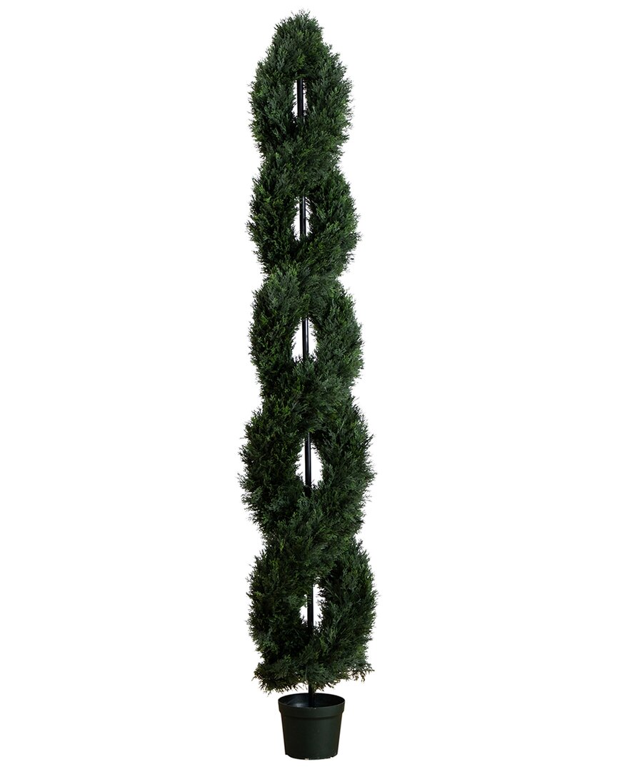 Nearly Natural 8ft Double Pond Cypress Spiral Topiary UV-Resistant  (Indoor/Outdoor)
