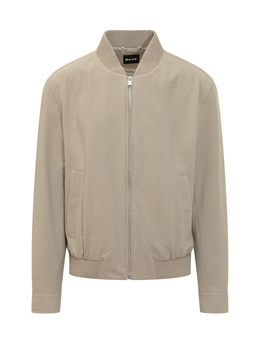Beige Mock Collar Jacket