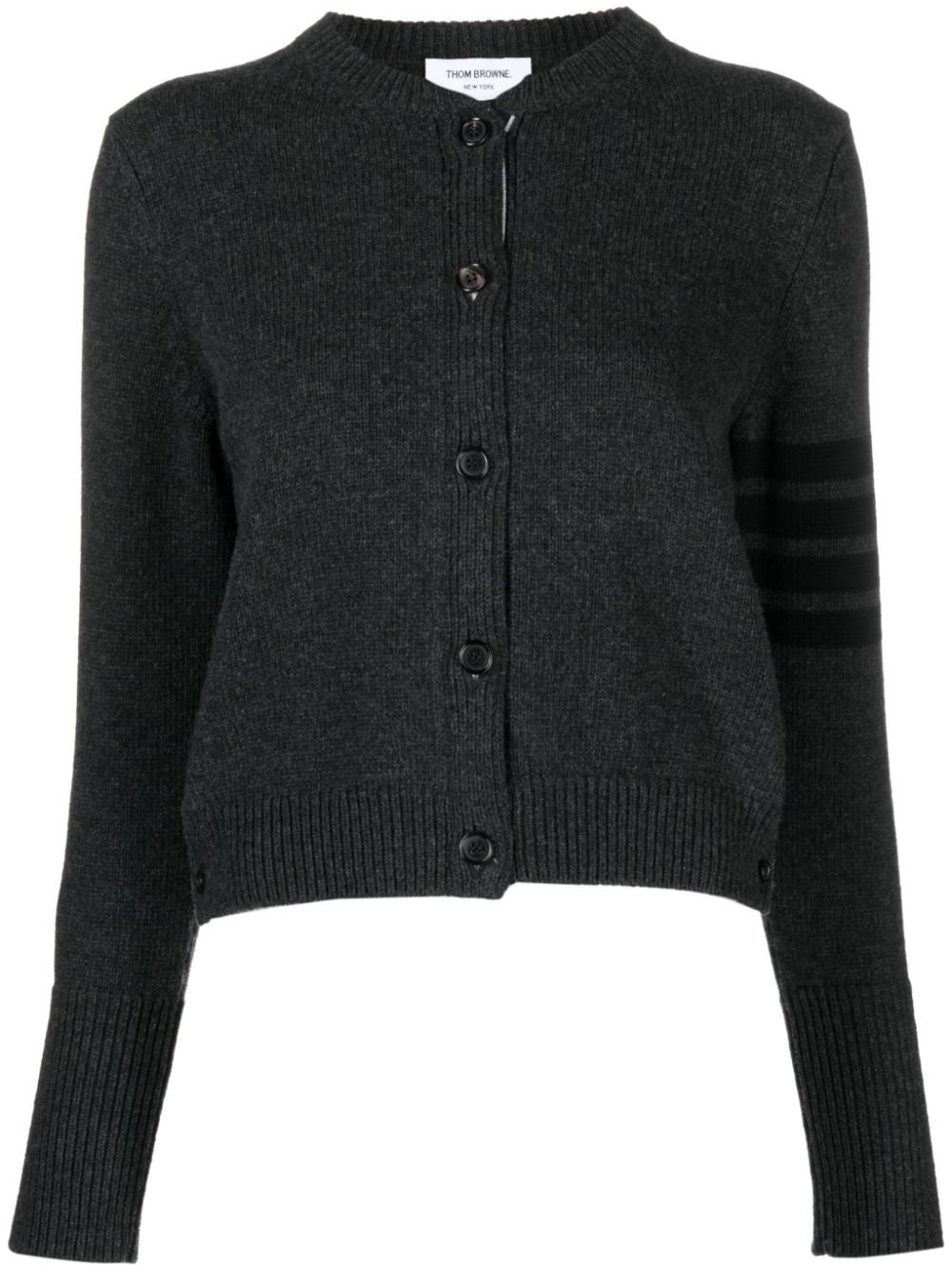 Stripe-detailing wool cardigan - Grey