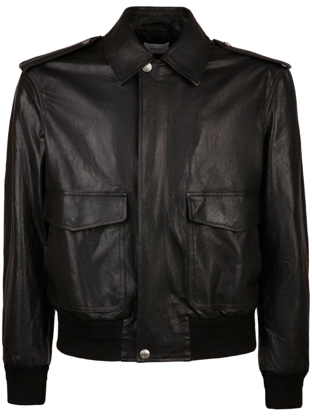 Leather bomber jacket - Black