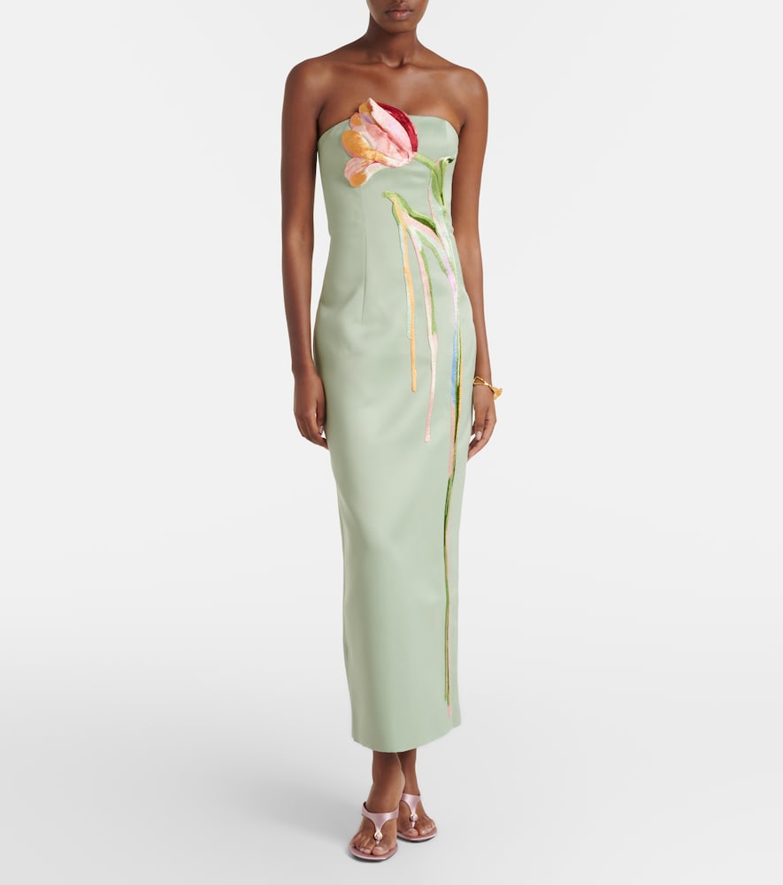 Marilyn floral-appliqué bustier dress