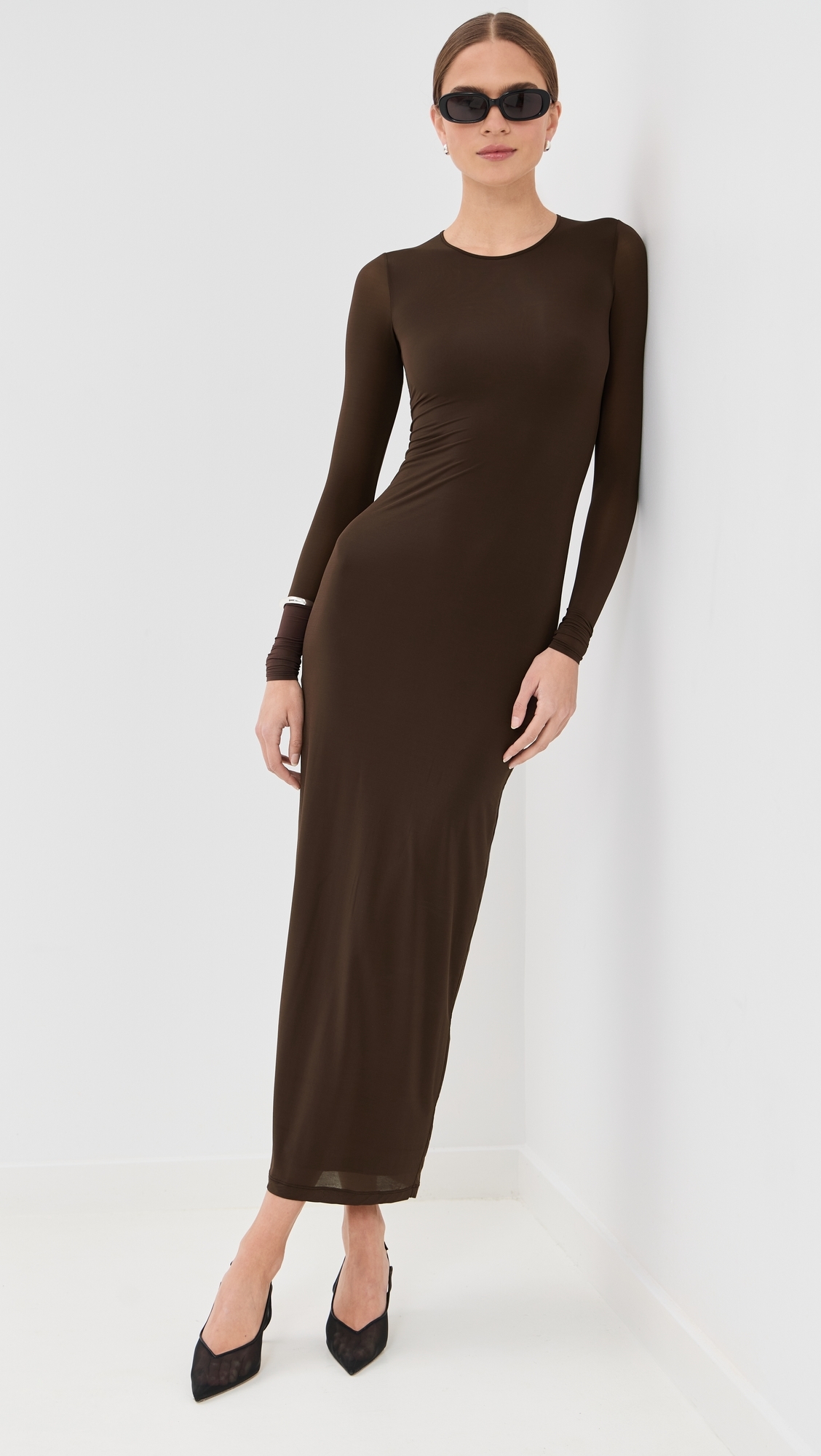 WARDROBE. NYC Sheer Midi Dress Black
