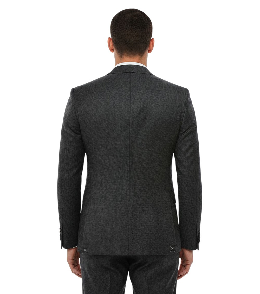 Dark Grey Notched Lapel Blazer