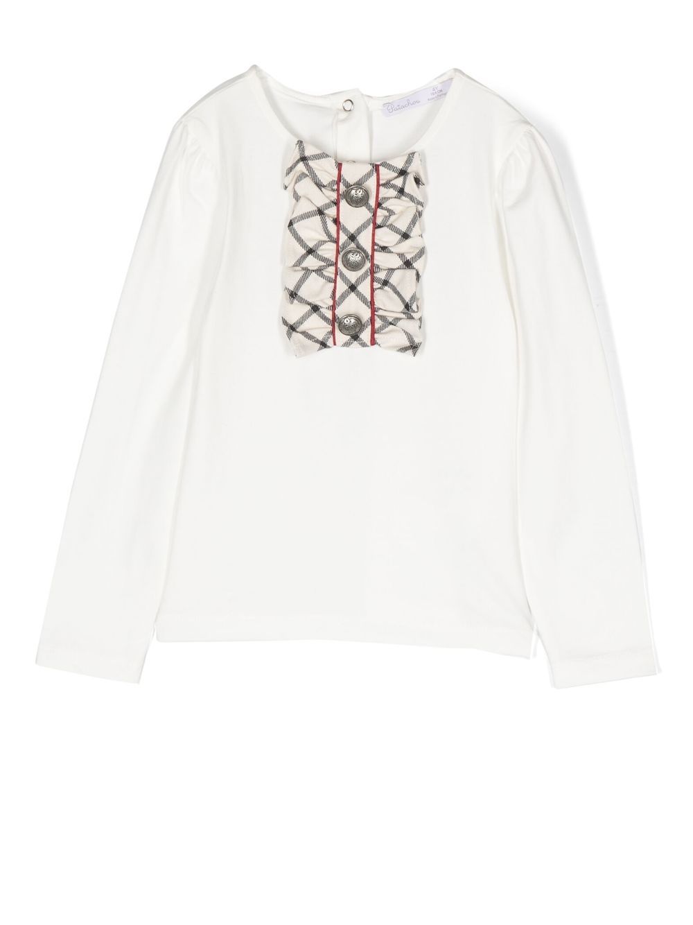 Tartan-bow long-sleeve T-shirt - White