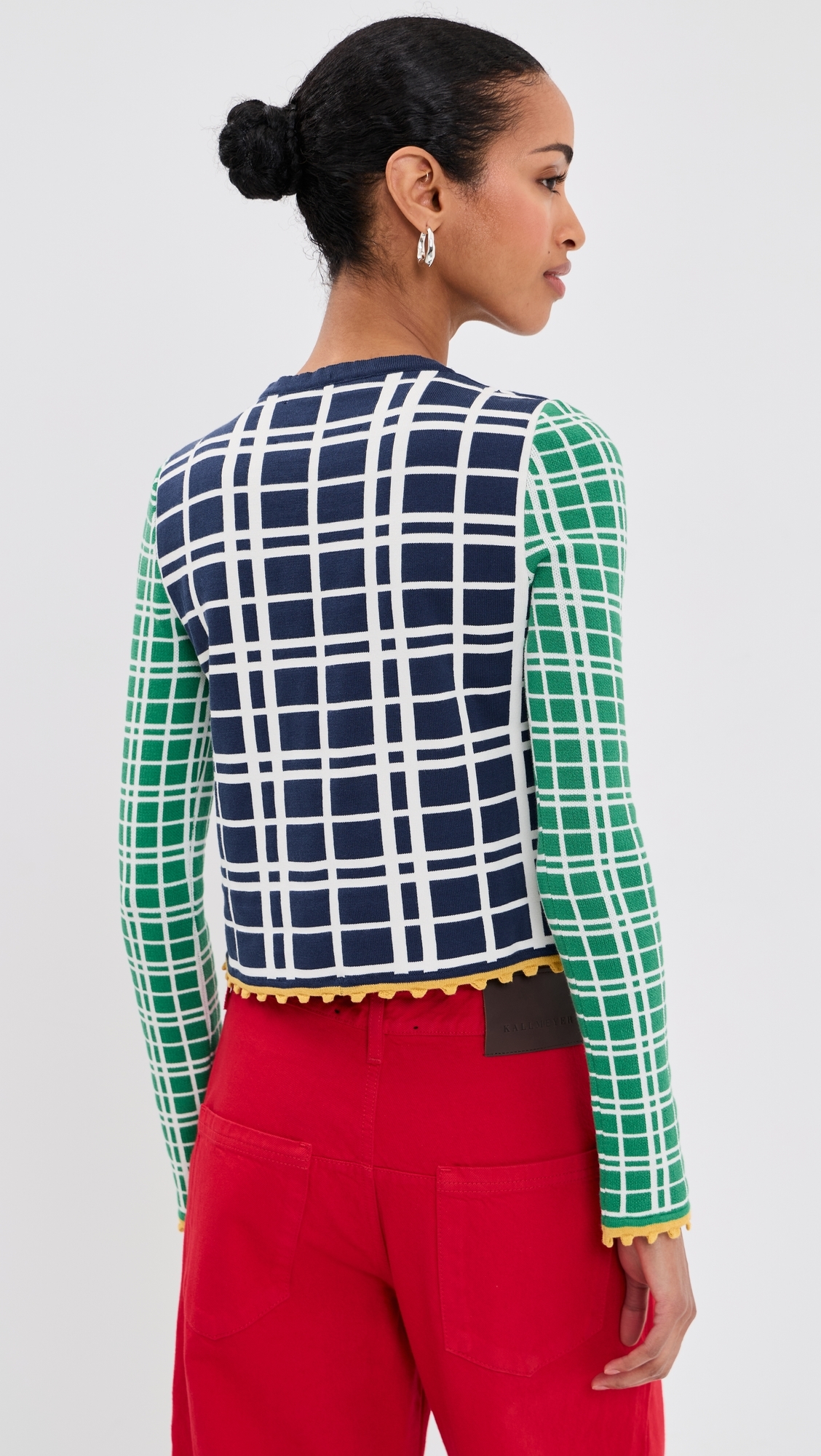 Check Me Cardigan Multicolor Green/Navy/Ecru