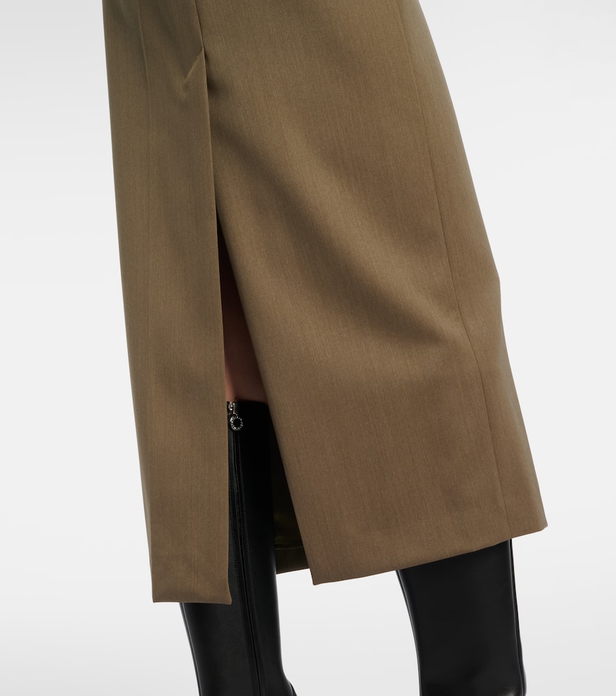 Wool-blend midi skirt