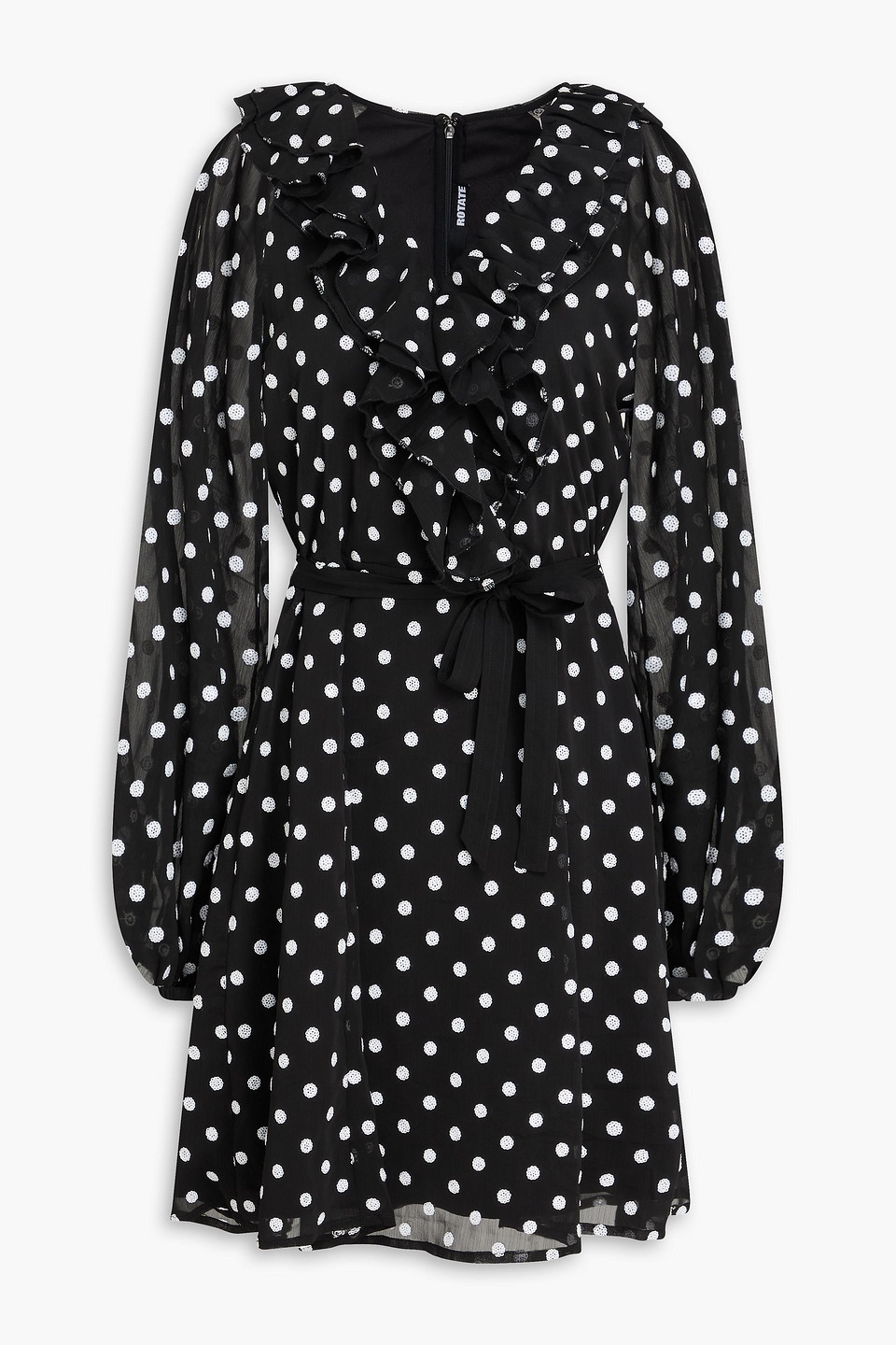 Sequin-embellished ruffled crepon mini dress - Black - DE 38