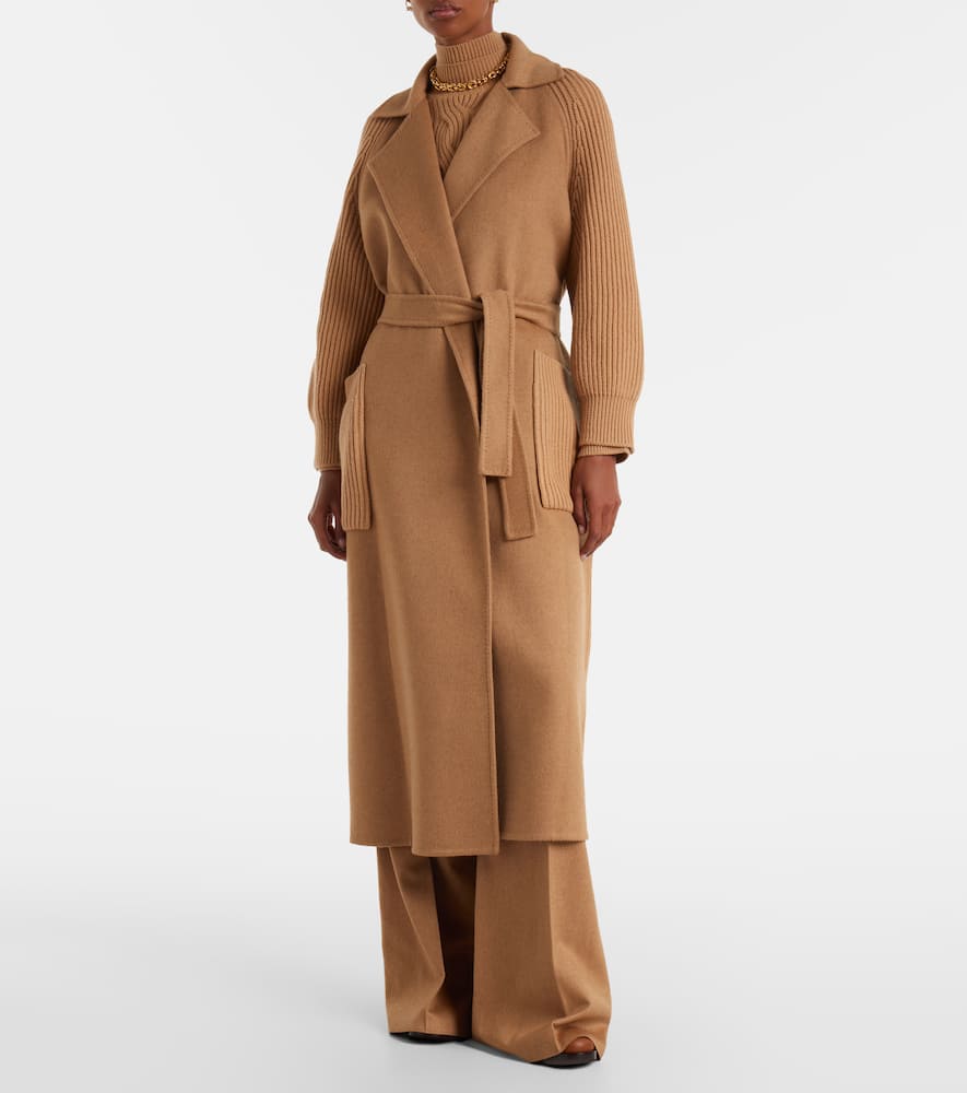 Berard camel hair, wool, and cashmere wrap coat