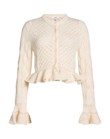 Chloé Woman Cardigan Ivory Size L Cotton, Alpaca wool, Silk