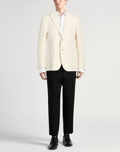 Man Blazer Ivory Size 42 Linen, Virgin Wool