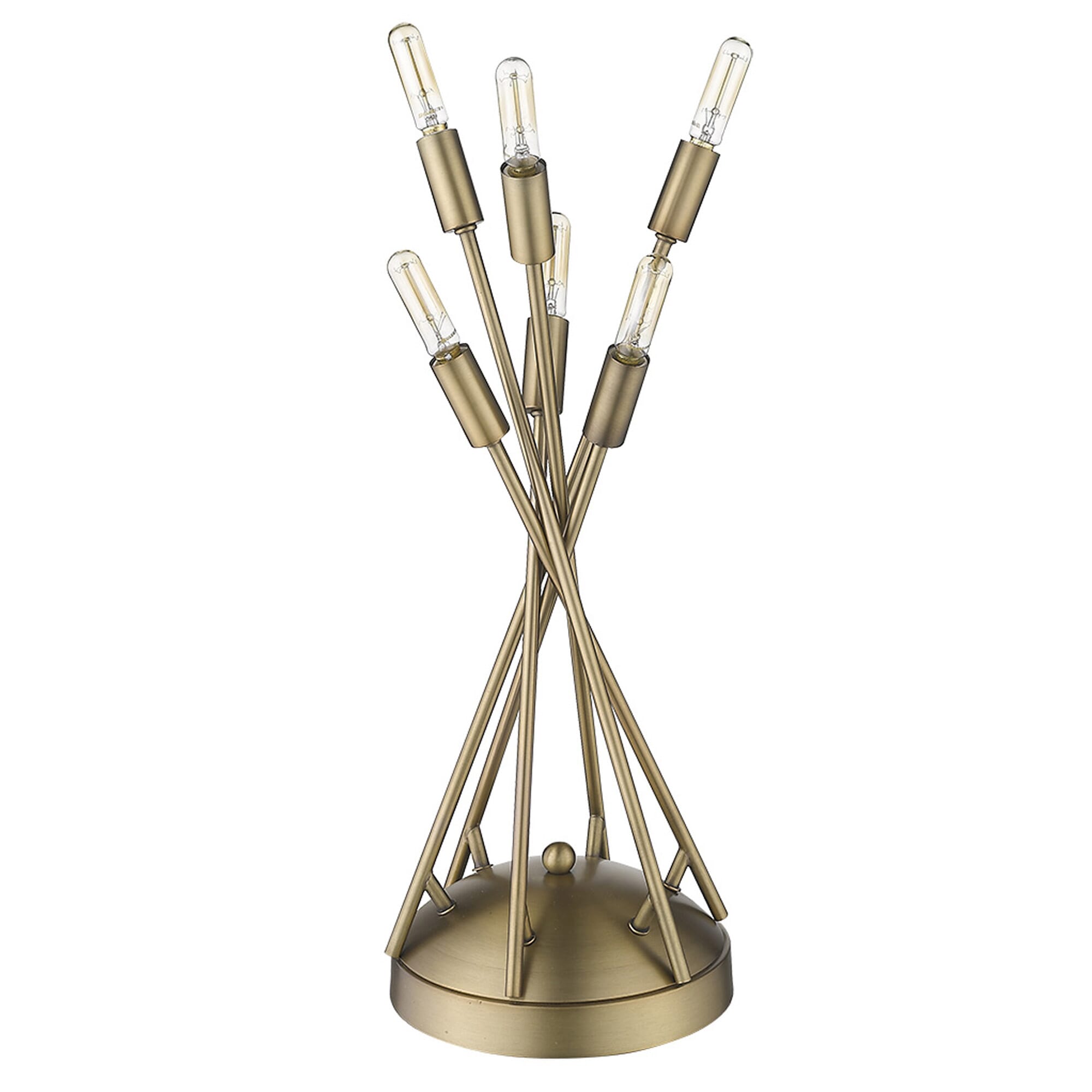 Aged Brass Six Light Table Lamp from the Perret Collection