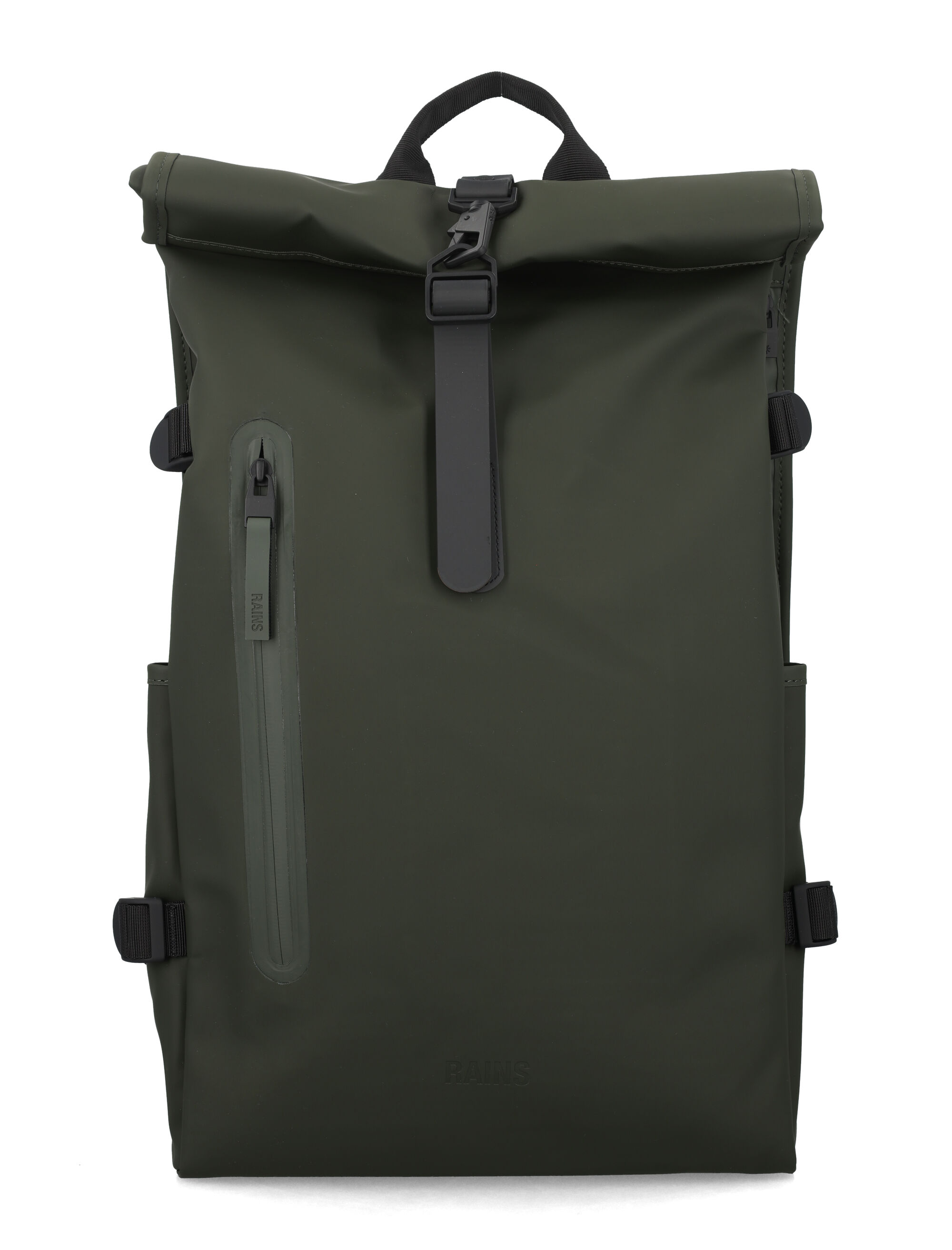 Rolltop Large Waterproof Backpack with Laptop Pocket Green Polyester Coating - Unisex