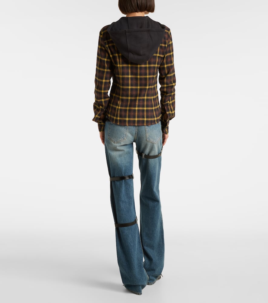 Hooded checked cotton shirt