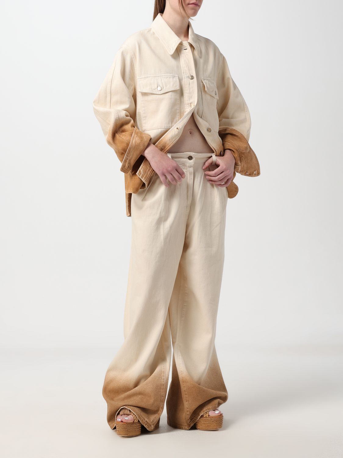 Jeans Woman color Yellow Cream