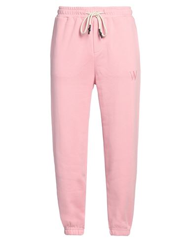 Man Pants Pink Size M Cotton, Polyester