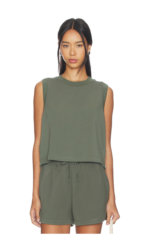 Varley Shea Crop Tank Top in Thyme - Dark Green. XS also in S
