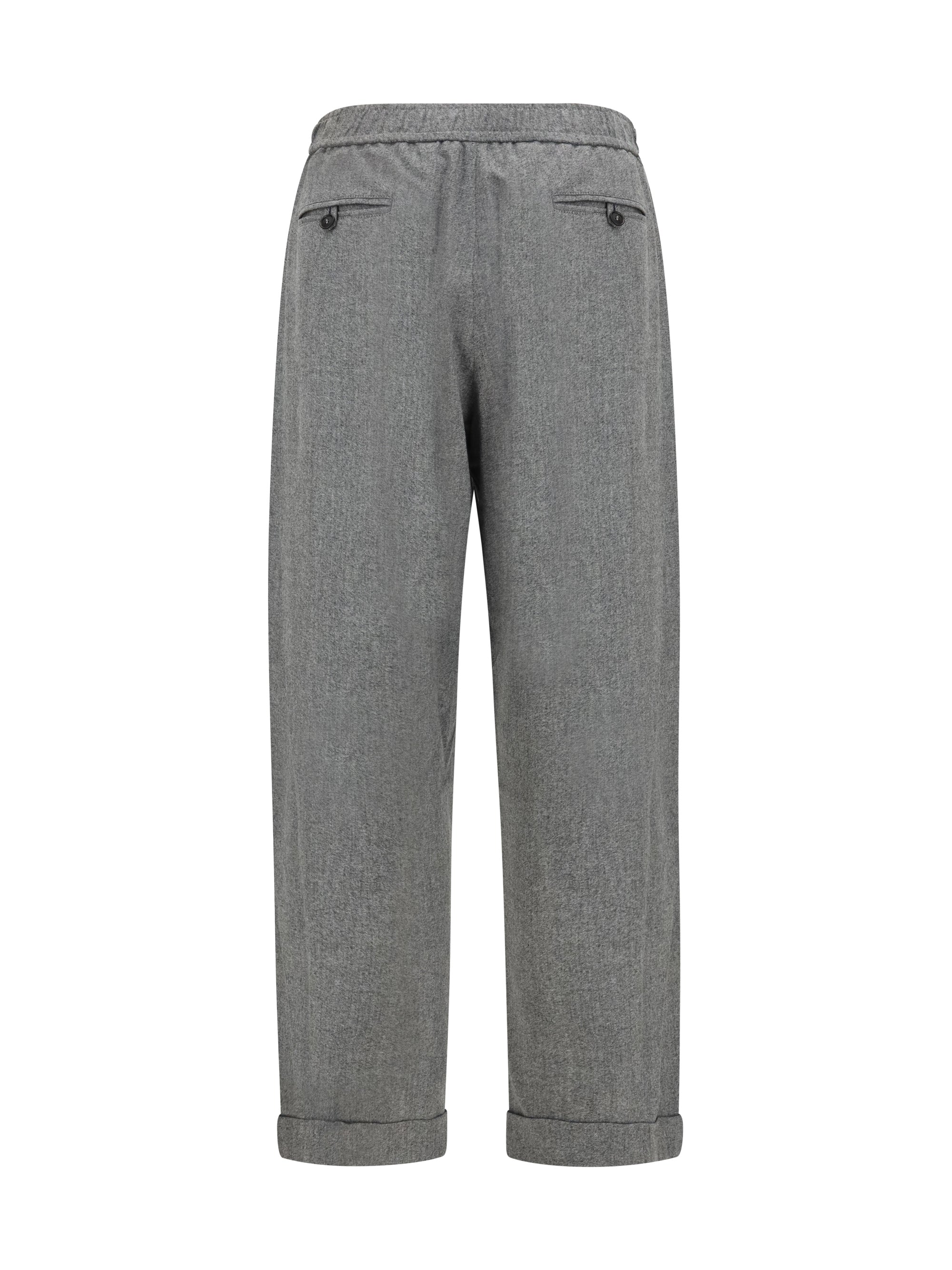 Oversized Fleece Wool Trousers — Gray