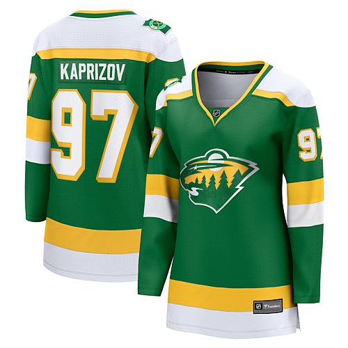Women's Fanatics Kirill Kaprizov Green Minnesota Wild 2023/24 Alternate Premier Breakaway Pl