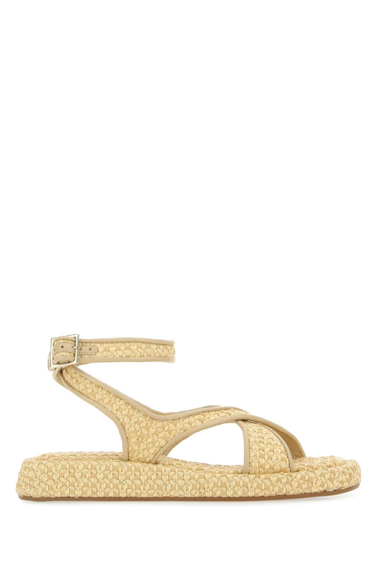 Raffia ankle-strap sandals - Brown