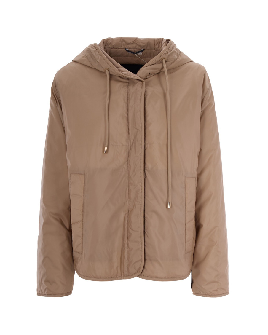 Beige Solid Hood Jacket