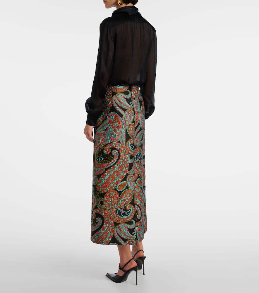 Paisley jacquard midi skirt