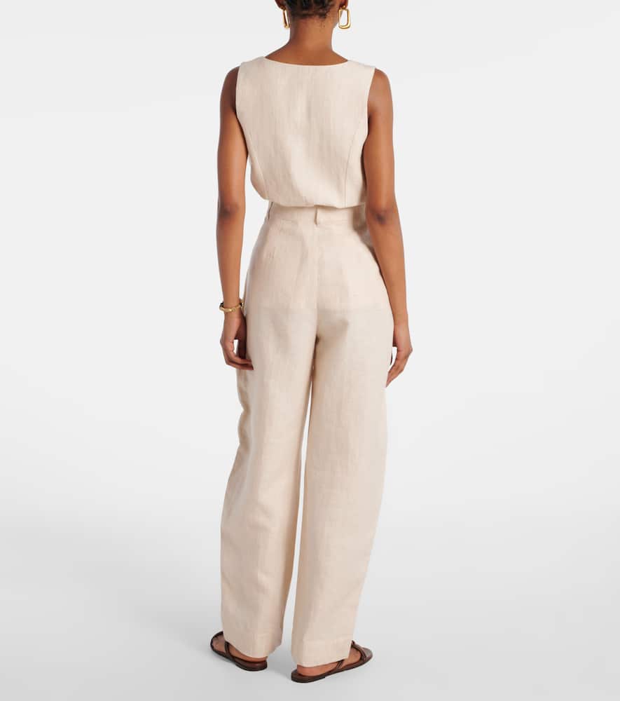 Lucille pinstripe linen barrel-leg pants