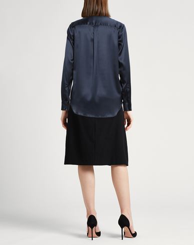 Woman Shirt Midnight blue Size 10 Silk, Elastane