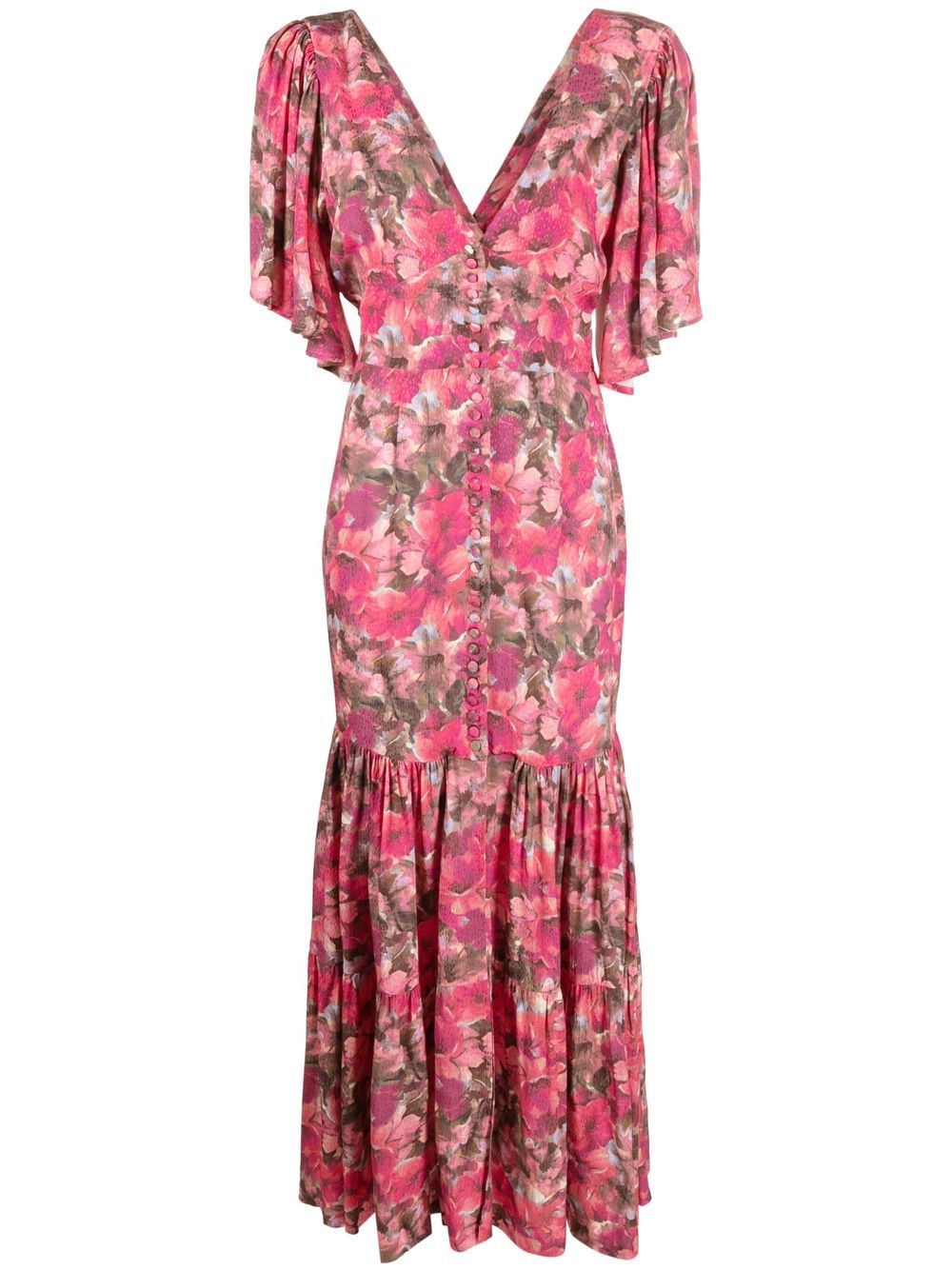 Floral-print V-neck dress - Pink