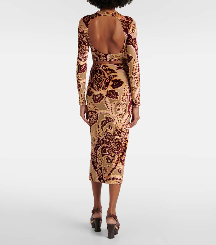 Paisley tulle and velvet jacquard crop top