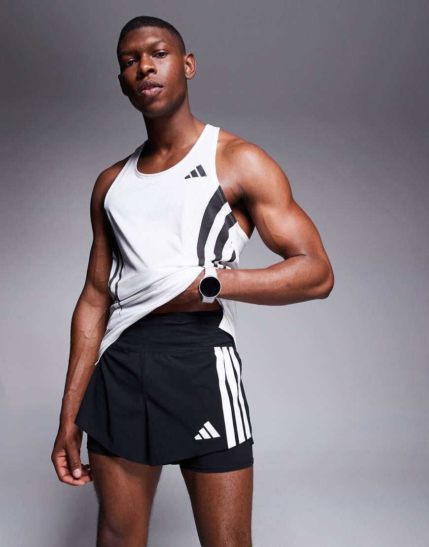 Adidas Running Adizero 2 in 1 shorts in black