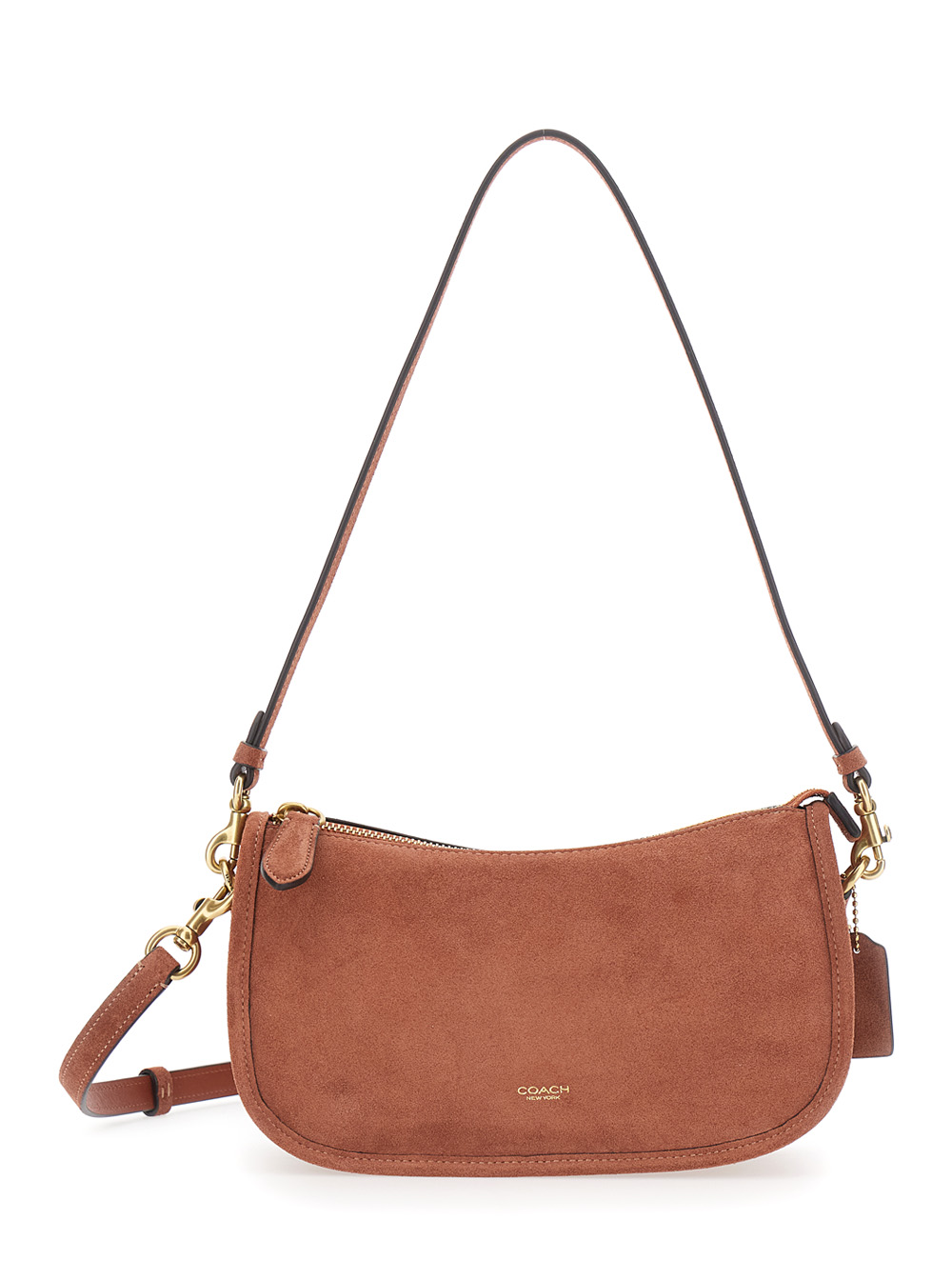 Crossbody Bag With Suede Details And Logo Brown Woman - Women