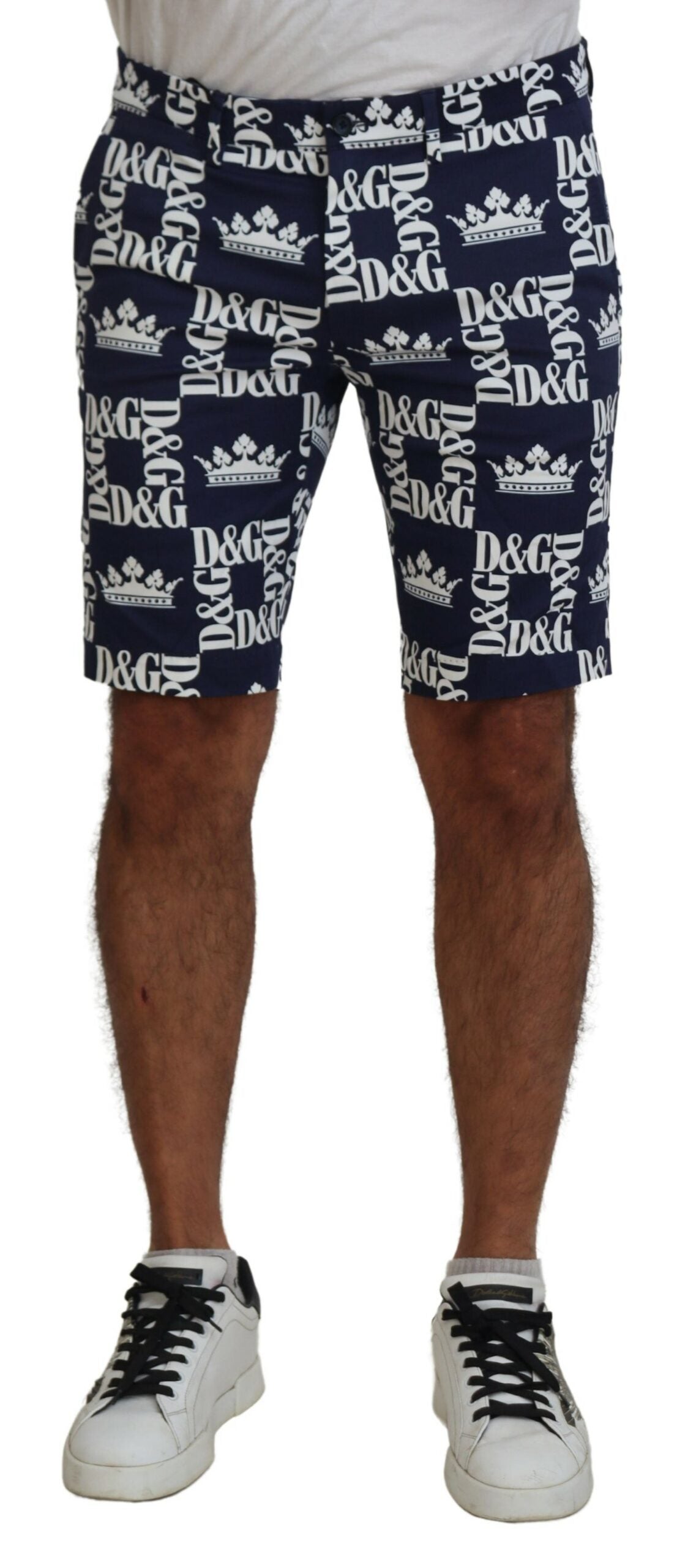 Logo-Print Cotton Chinos Shorts — Navy