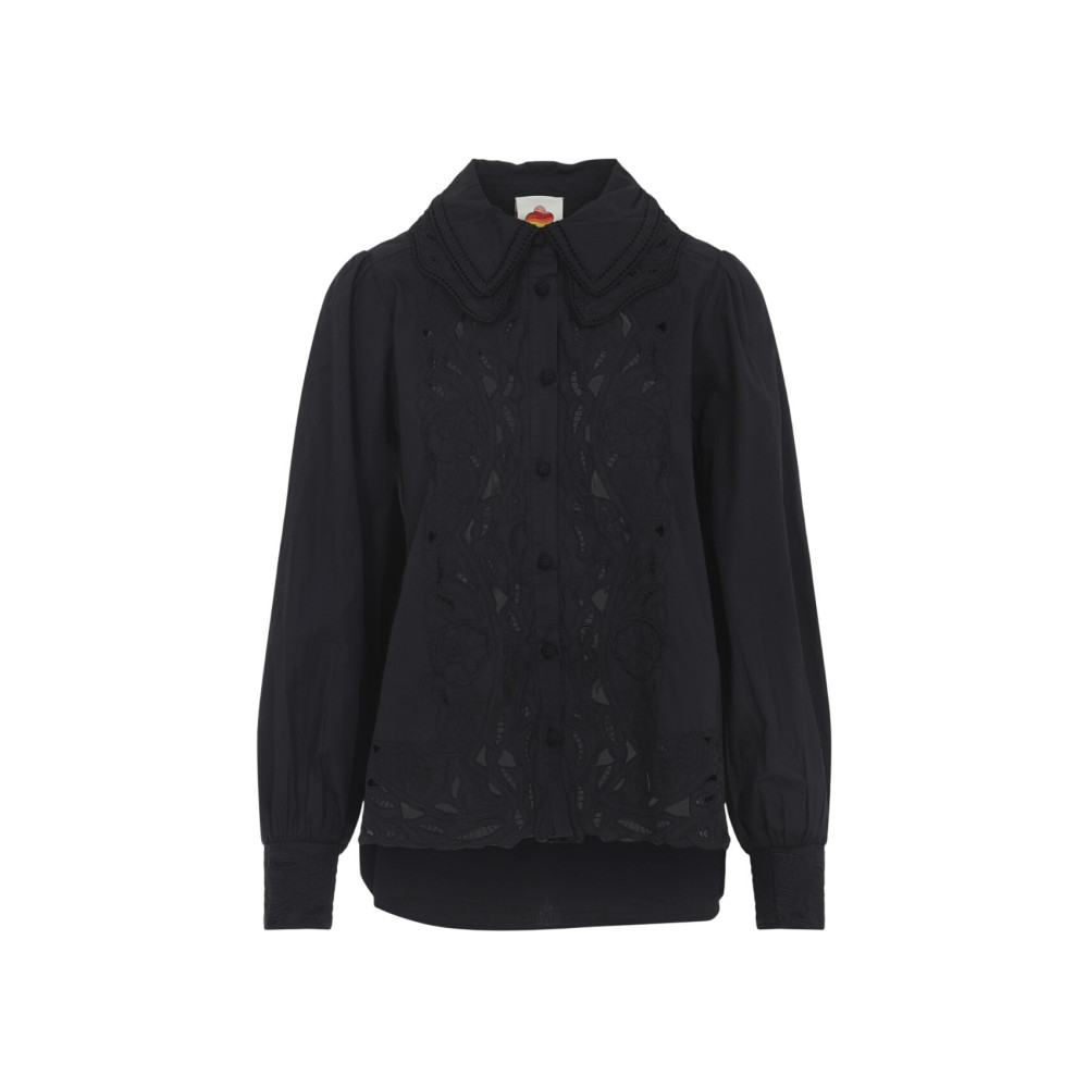 Black Regular Embroidered Shirt