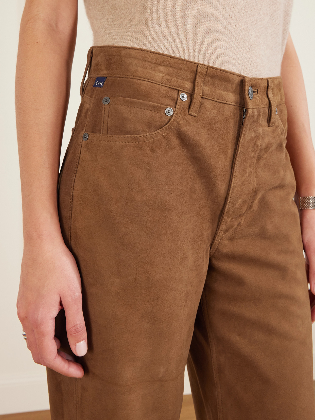 Miro Suede Barrel-leg Pants - Brown