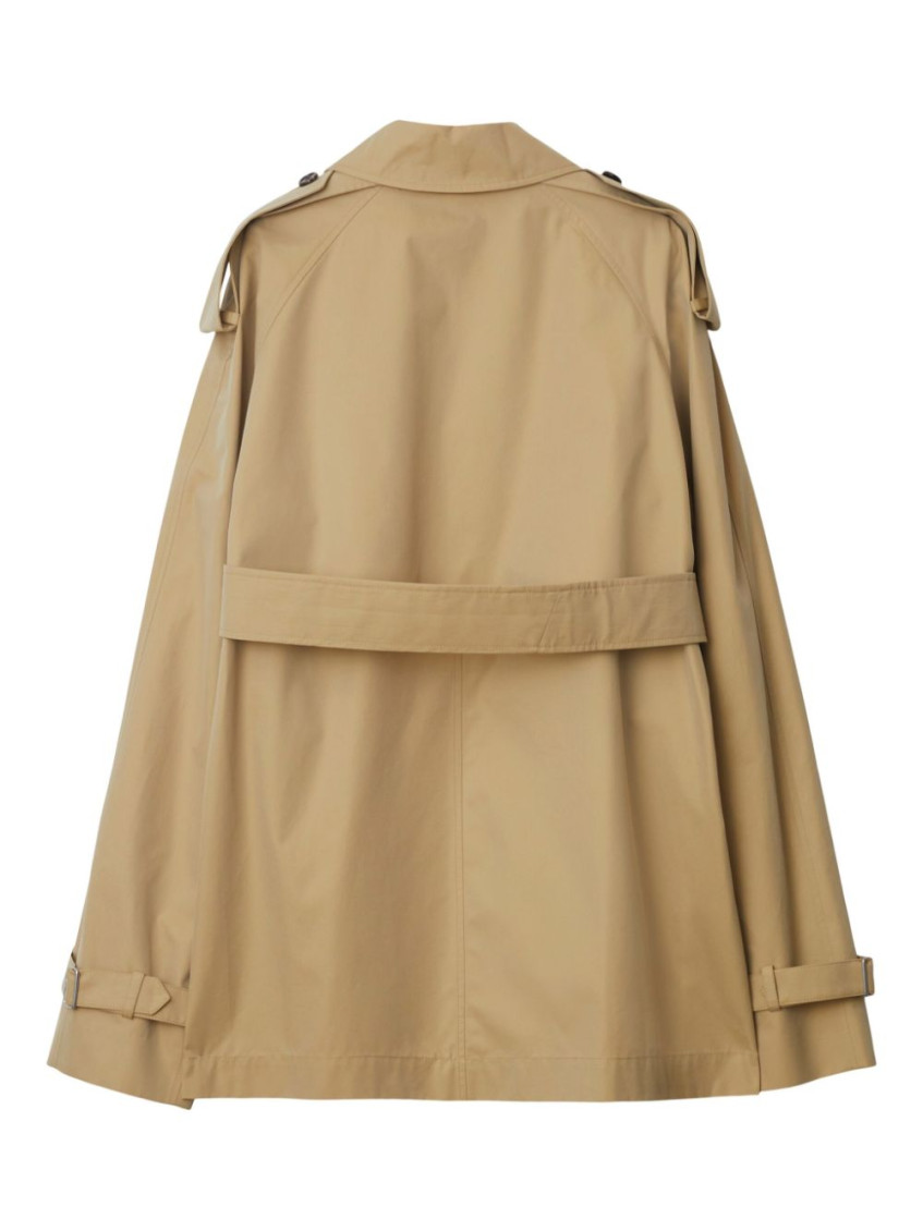 Beige Double-breasted Button Trench Coat