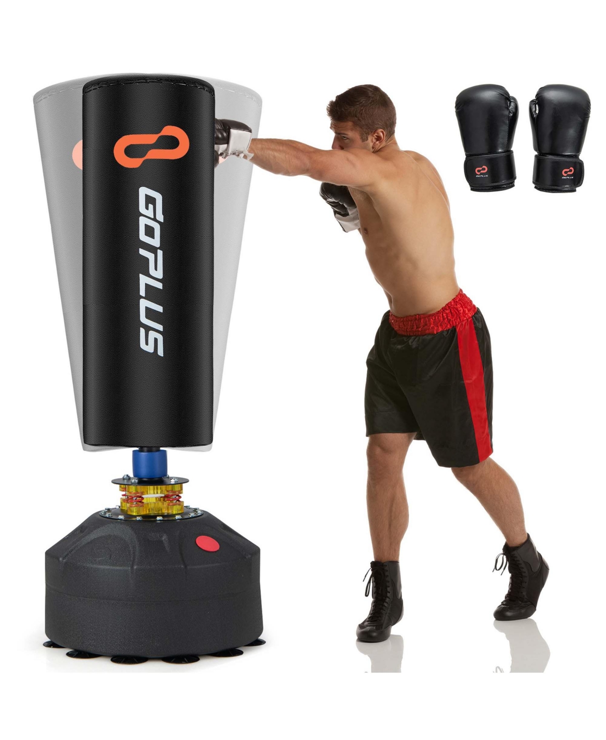 Freestanding Punching Bag with Stand Suction Cup Base 5-layer Construction Adults - Black