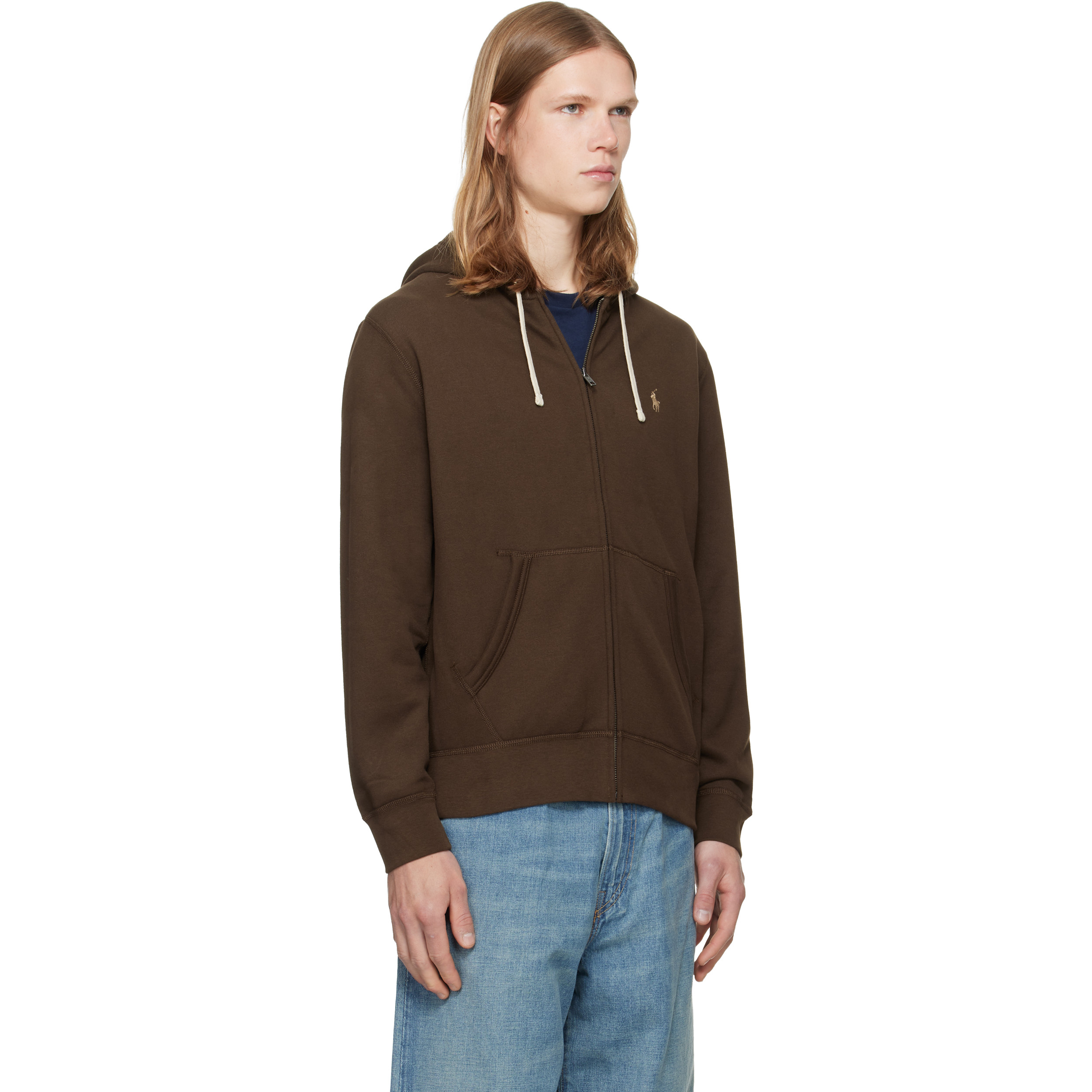 Brown Fleece Full-Zip Hoodie