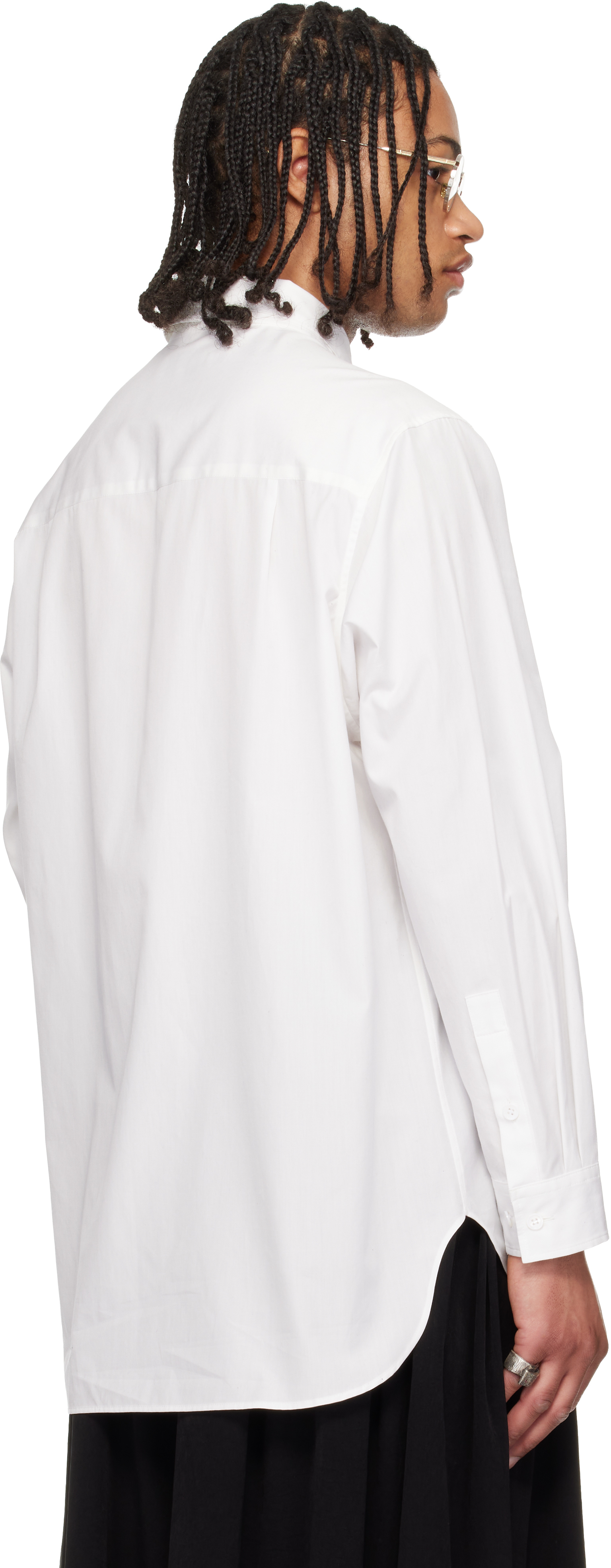 White Cotton Broad Double Collar Shirt