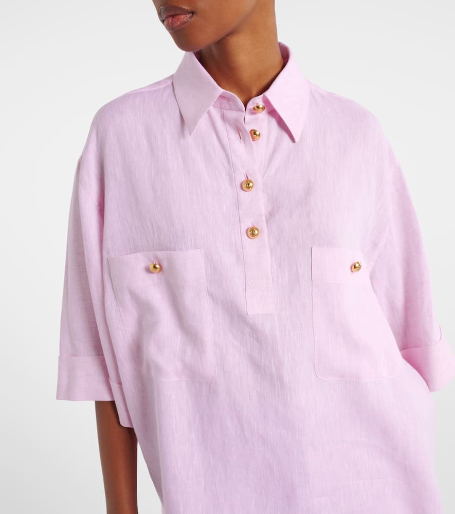 Oversized linen polo shirt
