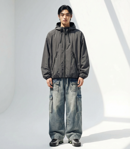 Three-Way Hooded Zip-Up Wind Jacket_Black