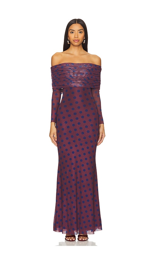 AFRM SCHULTERFREIES MAXIKLEID THELMA in Purple. Größe XXL. Also in
