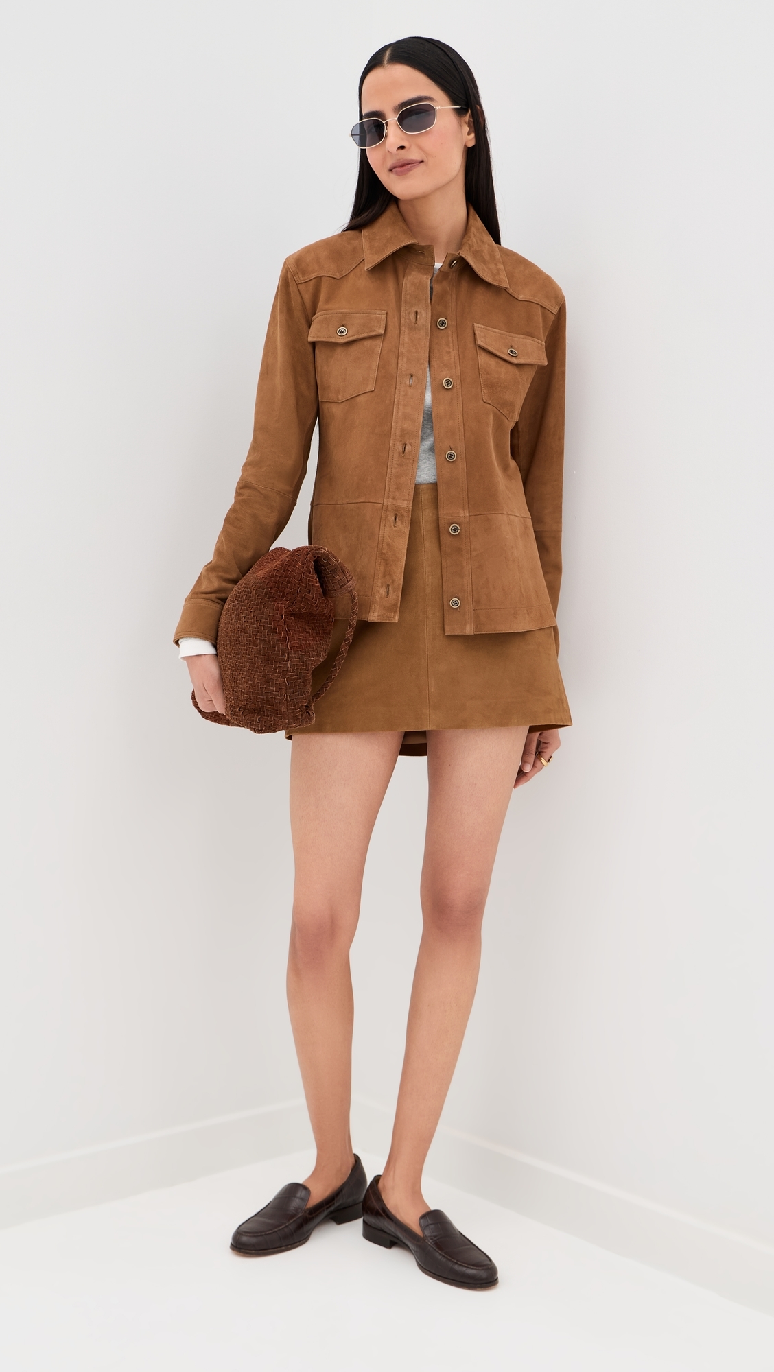 MELODY Lamb Suede Skirt Whiskey