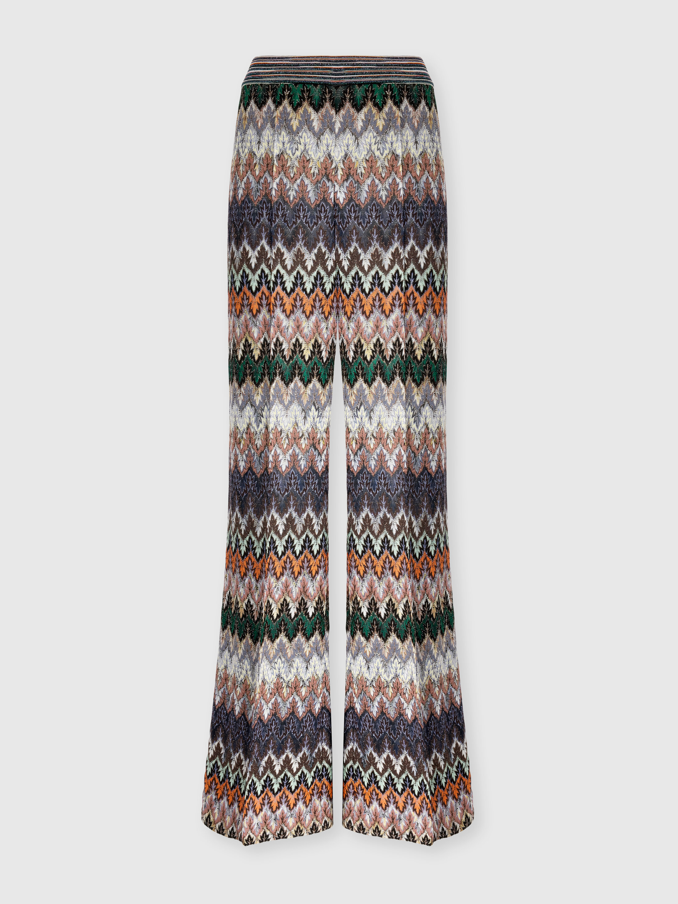 Missoni - Wide Viscose and Cotton Lamé Trousers with Lace Motif, Women, Green& Brown