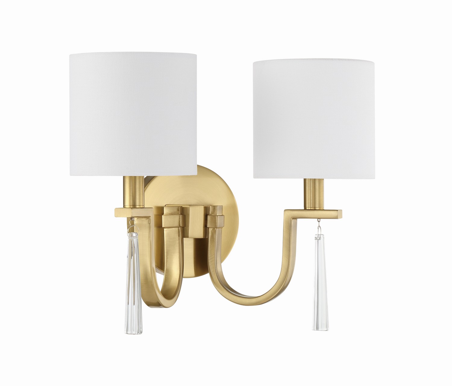 Satin Brass Two Light Wall Sconce from the Fortuna Collection