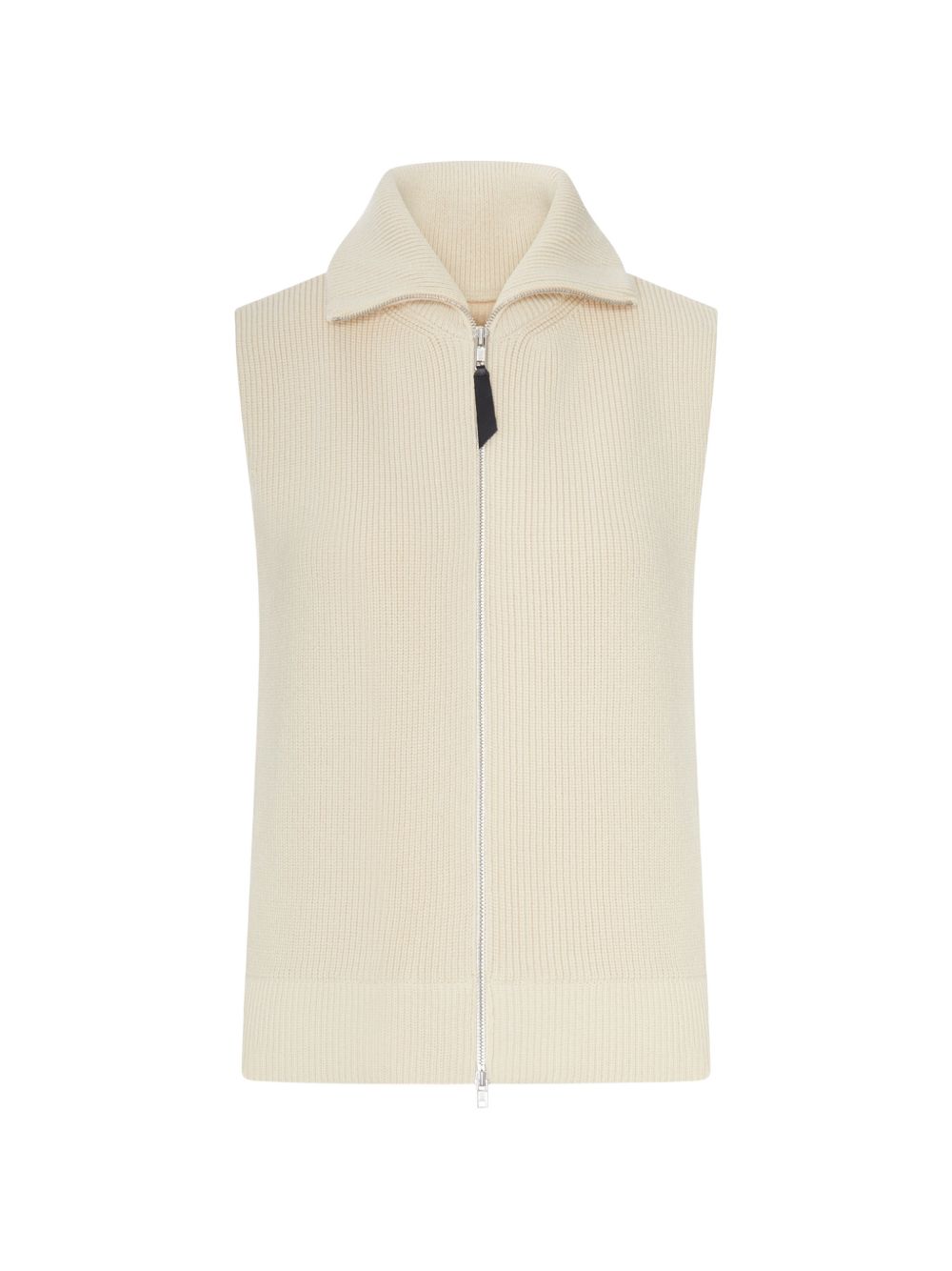 Ribbed Knit Wool Vest — Ecru
